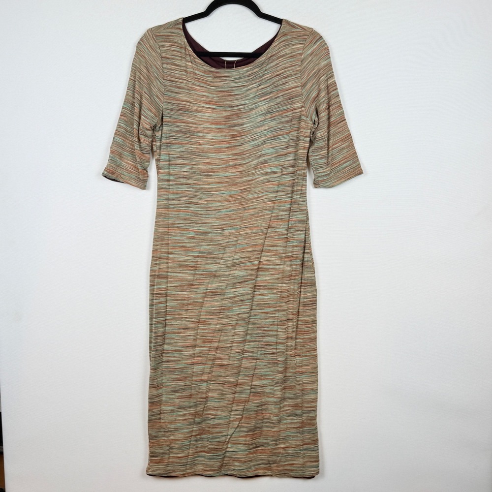 Prana Women Medium Dress Green‎ Striped Reversible Maroon Gorpcore Travel Boho